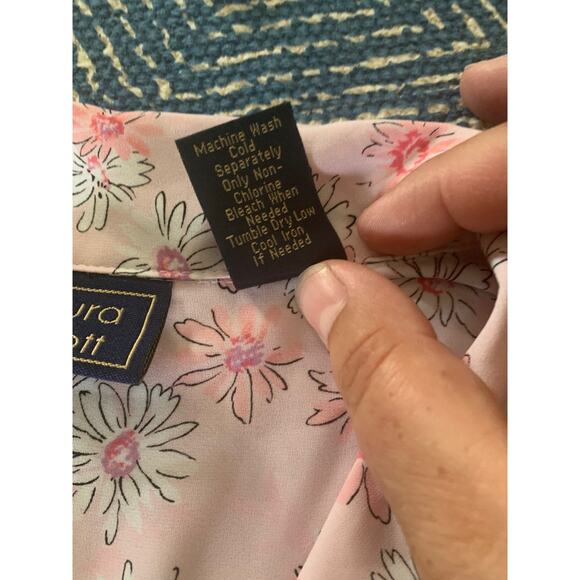 Laura Scott daisy pink button up blouse for women size large 14 - Picture 5 of 5